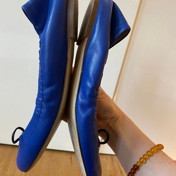 J.Crew Blue Leather Ballet Flats with Bow - Picture 4 of 11